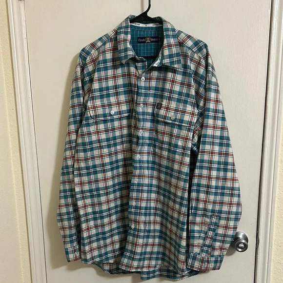 EUC Cinch Plaid Long Sleeve Button Down Shirt - Picture 1 of 5